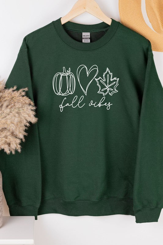 Fall Vibes Pumpkin Heart Leaf Sweatshirt