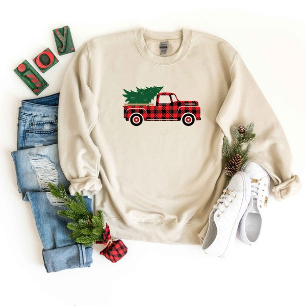 Plaid Christmas Truck Sweatshirt