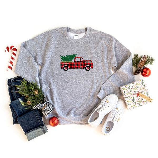 Plaid Christmas Truck Sweatshirt