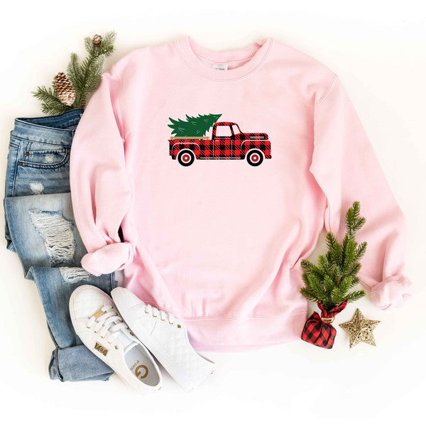 Plaid Christmas Truck Sweatshirt