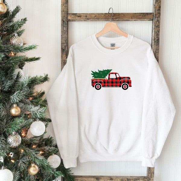 Plaid Christmas Truck Sweatshirt