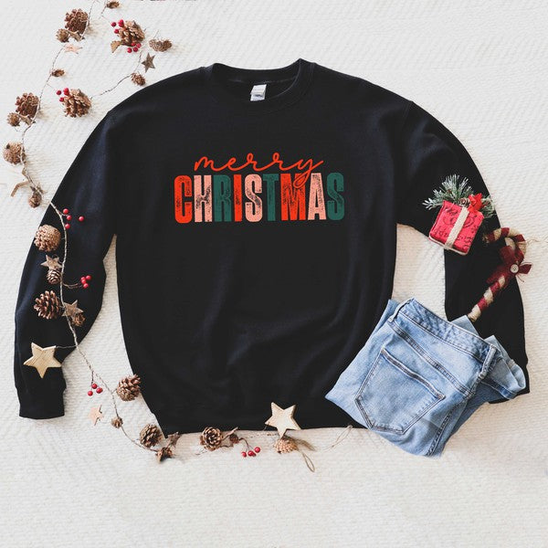 Distressed Merry Christmas Sweatshirt