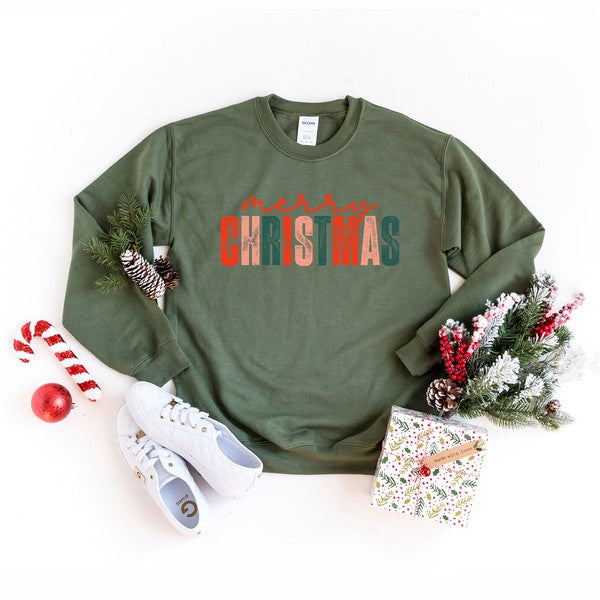 Distressed Merry Christmas Sweatshirt