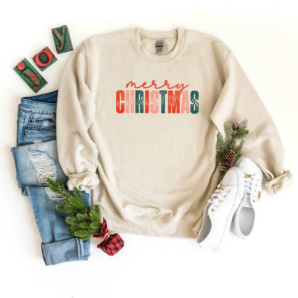 Distressed Merry Christmas Sweatshirt