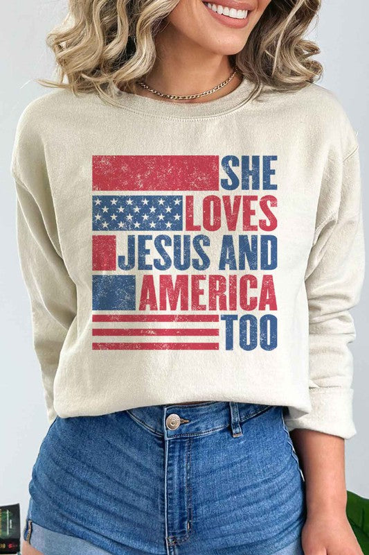 Loves Jesus and America Oversized Sweatshirt