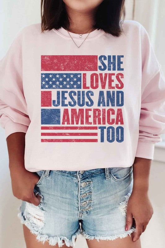 Loves Jesus and America Oversized Sweatshirt