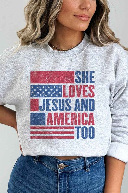 Loves Jesus and America Oversized Sweatshirt