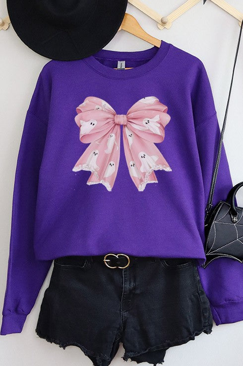 Pink Ghost Bow Sweatshirt