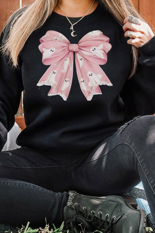 Pink Ghost Bow Sweatshirt