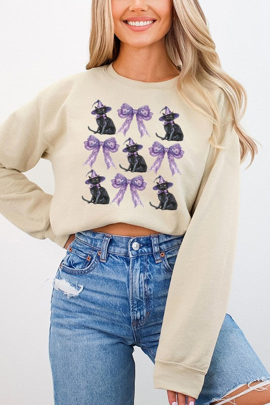 Halloween Black Cat Bow Sweatshirt