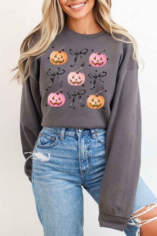 Halloween Pumpkin Bow Sweatshirt