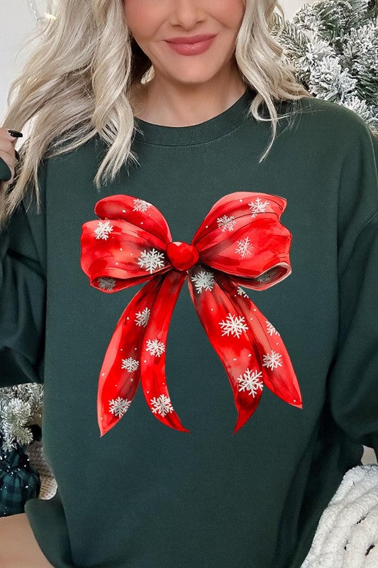 Christmas Snowflakes Bow Sweatshirt