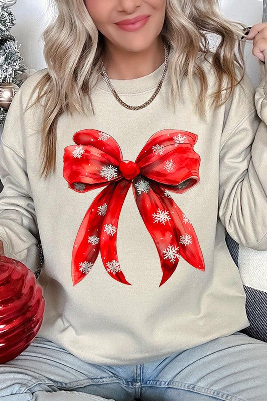 Christmas Snowflakes Bow Sweatshirt