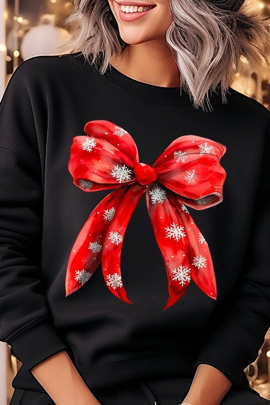 Christmas Snowflakes Bow Sweatshirt