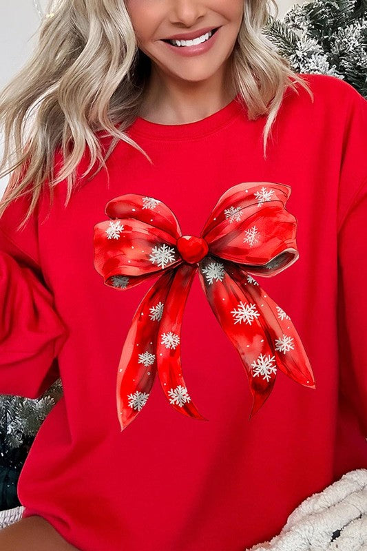 Christmas Snowflakes Bow Sweatshirt