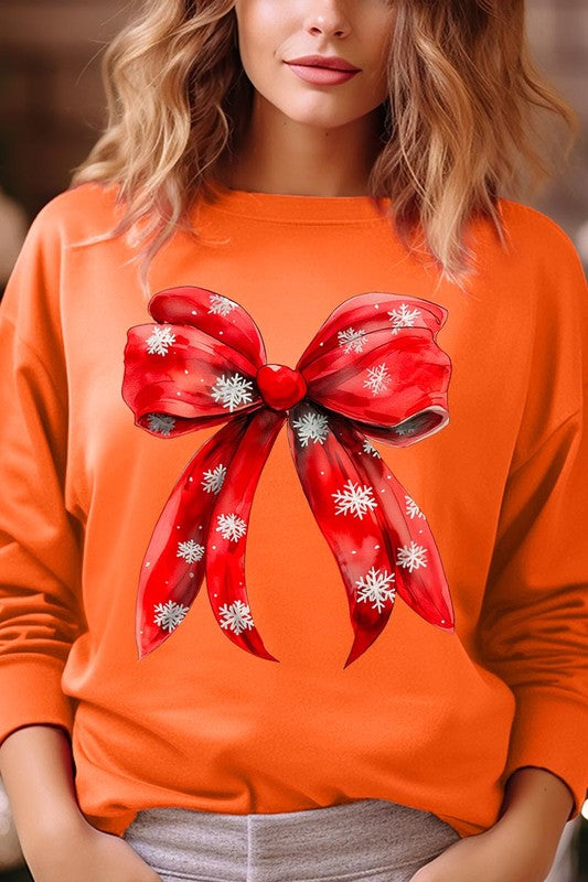 Christmas Snowflakes Bow Sweatshirt