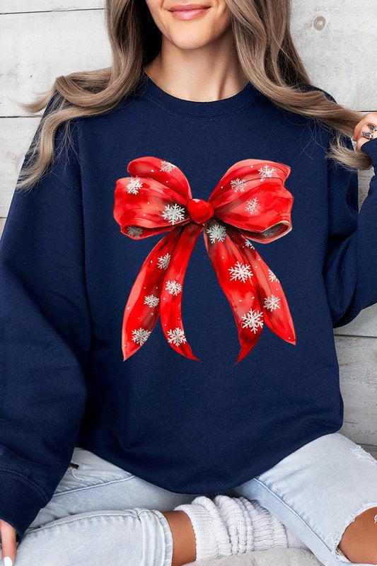 Christmas Snowflakes Bow Sweatshirt