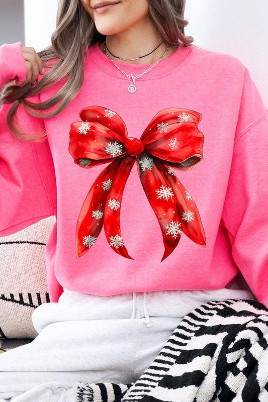 Christmas Snowflakes Bow Sweatshirt