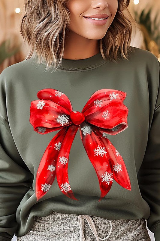 Christmas Snowflakes Bow Sweatshirt