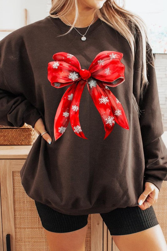 Christmas Snowflakes Bow Sweatshirt