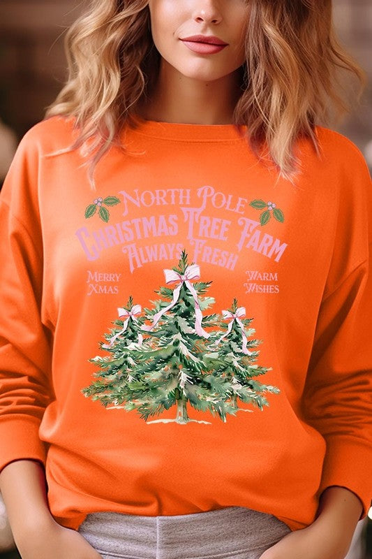 North Pole Christmas Tree Farm Fleece Sweatshirt