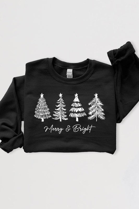 Merry & Bright Christmas Trees Sweatshirt