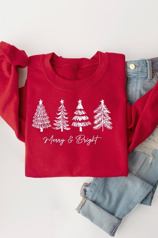 Merry & Bright Christmas Trees Sweatshirt