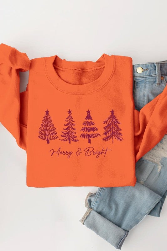 Merry & Bright Christmas Trees Sweatshirt