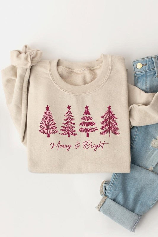 Merry & Bright Christmas Trees Sweatshirt