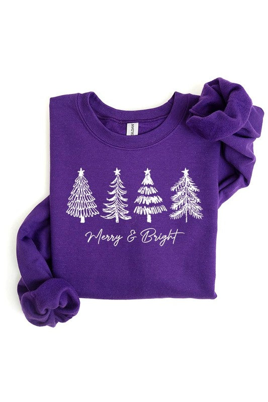 Merry & Bright Christmas Trees Sweatshirt