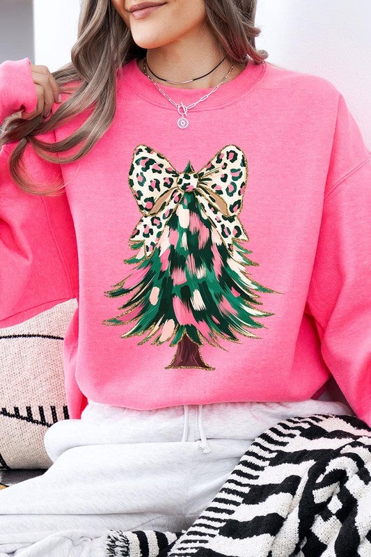 Faux Glitter Colorful Christmas Tree Sweatshirt