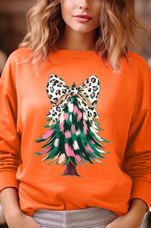 Faux Glitter Colorful Christmas Tree Sweatshirt