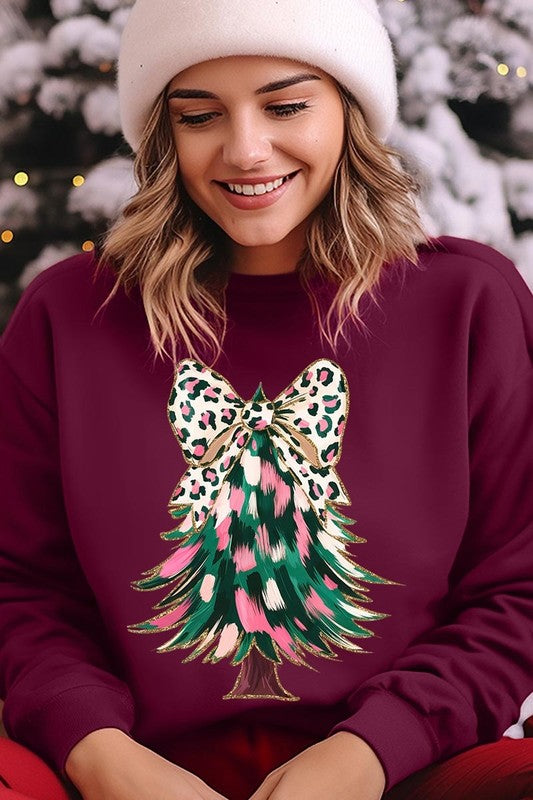 Faux Glitter Colorful Christmas Tree Sweatshirt