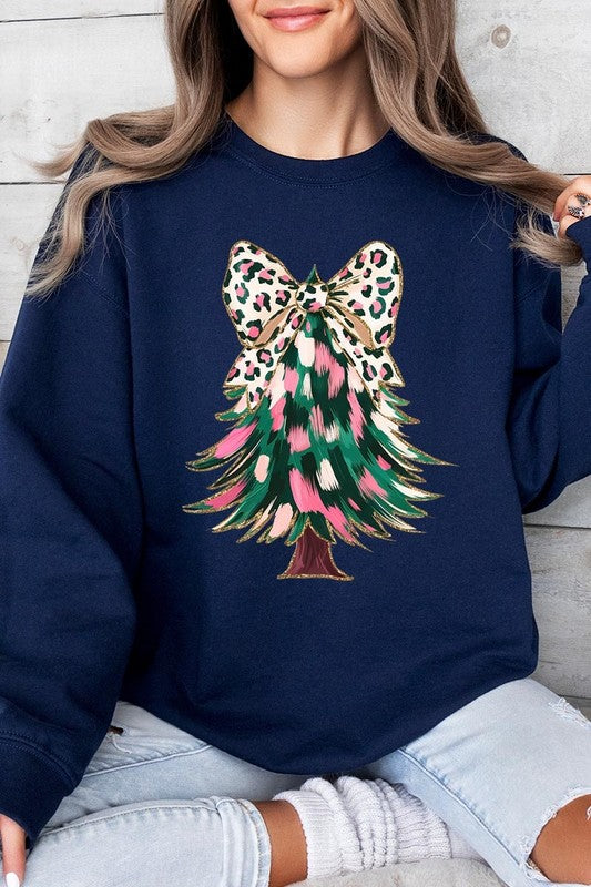 Faux Glitter Colorful Christmas Tree Sweatshirt