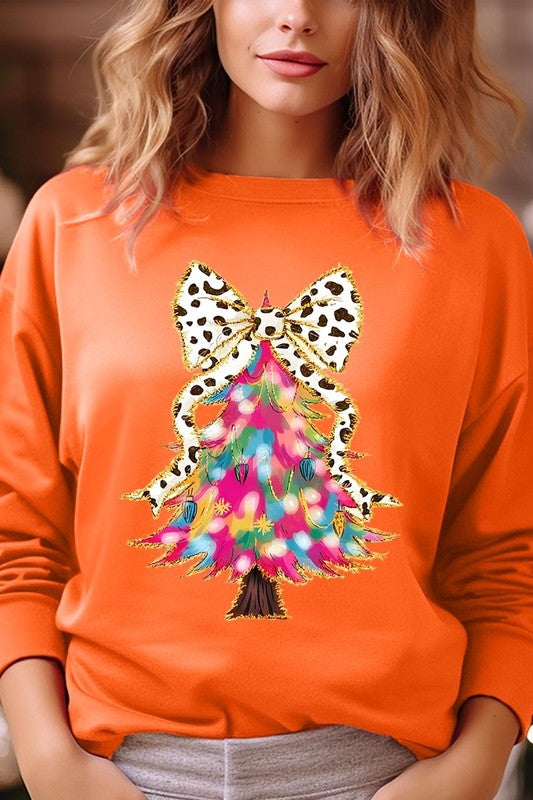 Faux Glitter Colorful Christmas Tree Sweatshirt