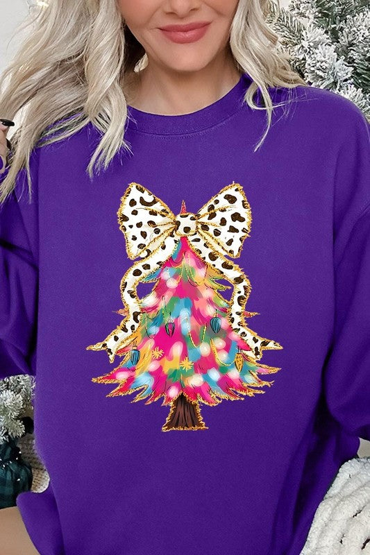 Faux Glitter Colorful Christmas Tree Sweatshirt