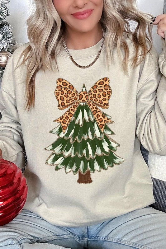 Faux Glitter Colorful Christmas Tree Sweatshirt