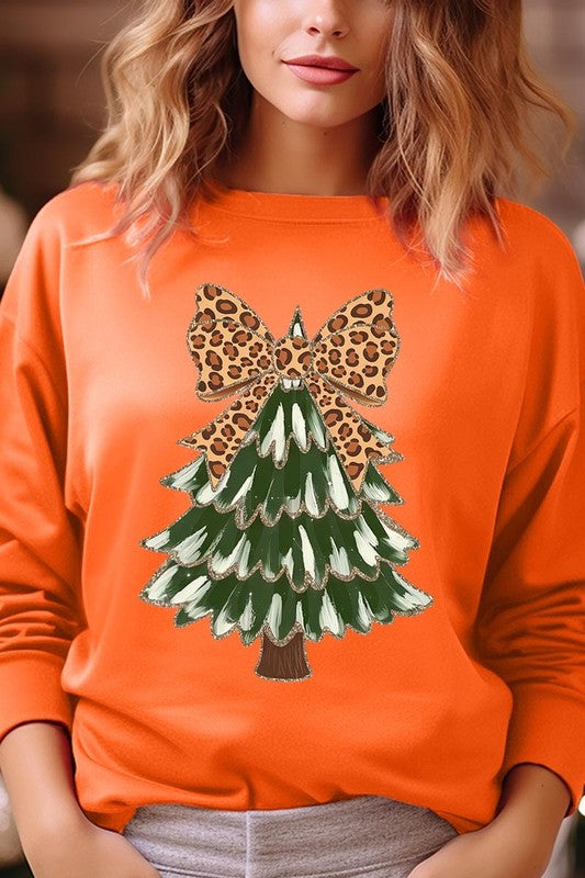 Faux Glitter Colorful Christmas Tree Sweatshirt