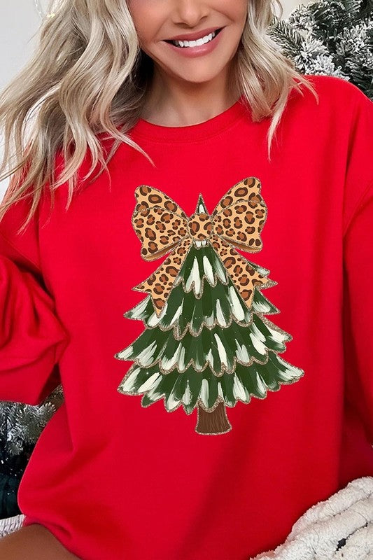 Faux Glitter Colorful Christmas Tree Sweatshirt