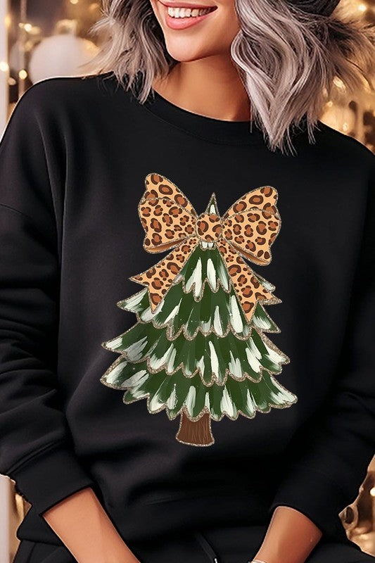 Faux Glitter Colorful Christmas Tree Sweatshirt