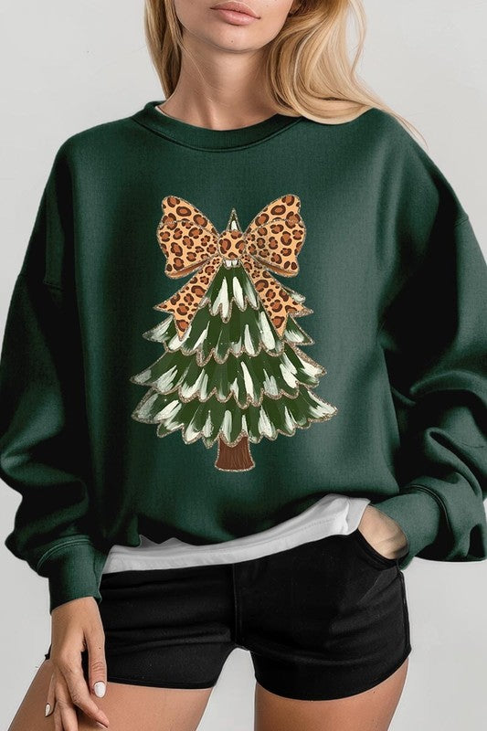 Faux Glitter Colorful Christmas Tree Sweatshirt