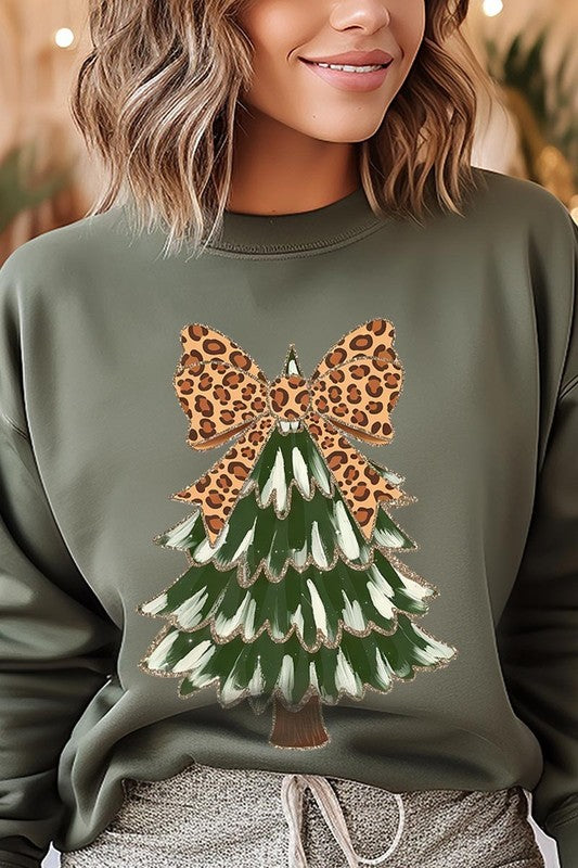 Faux Glitter Colorful Christmas Tree Sweatshirt