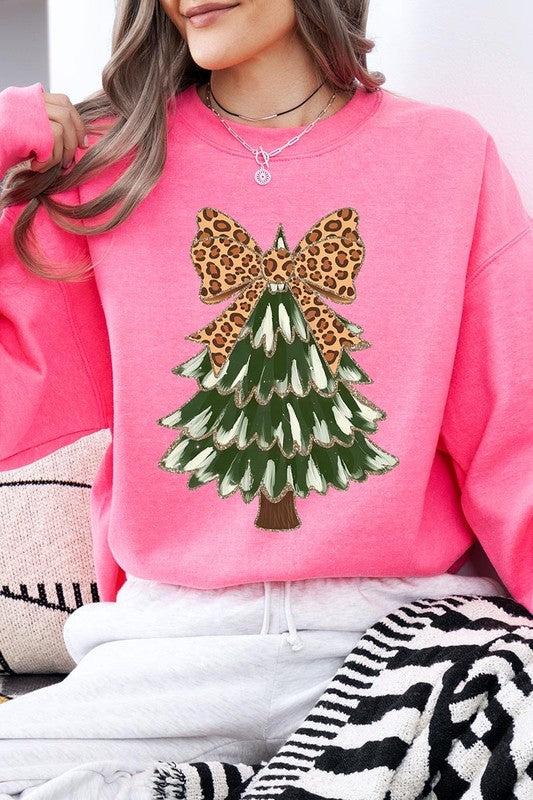 Faux Glitter Colorful Christmas Tree Sweatshirt