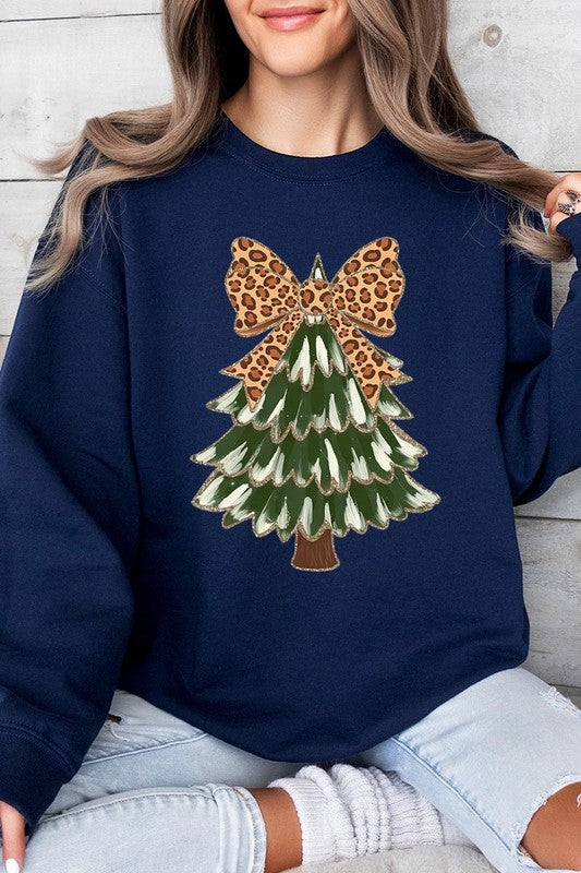 Faux Glitter Colorful Christmas Tree Sweatshirt