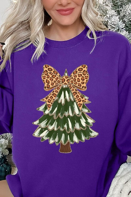 Faux Glitter Colorful Christmas Tree Sweatshirt